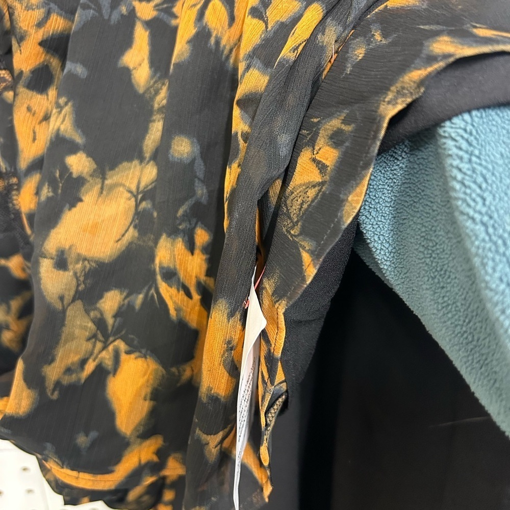 Top Shop Abstract Floral Elegant Black and Orange Maxi Dress - Picture 7 of 9